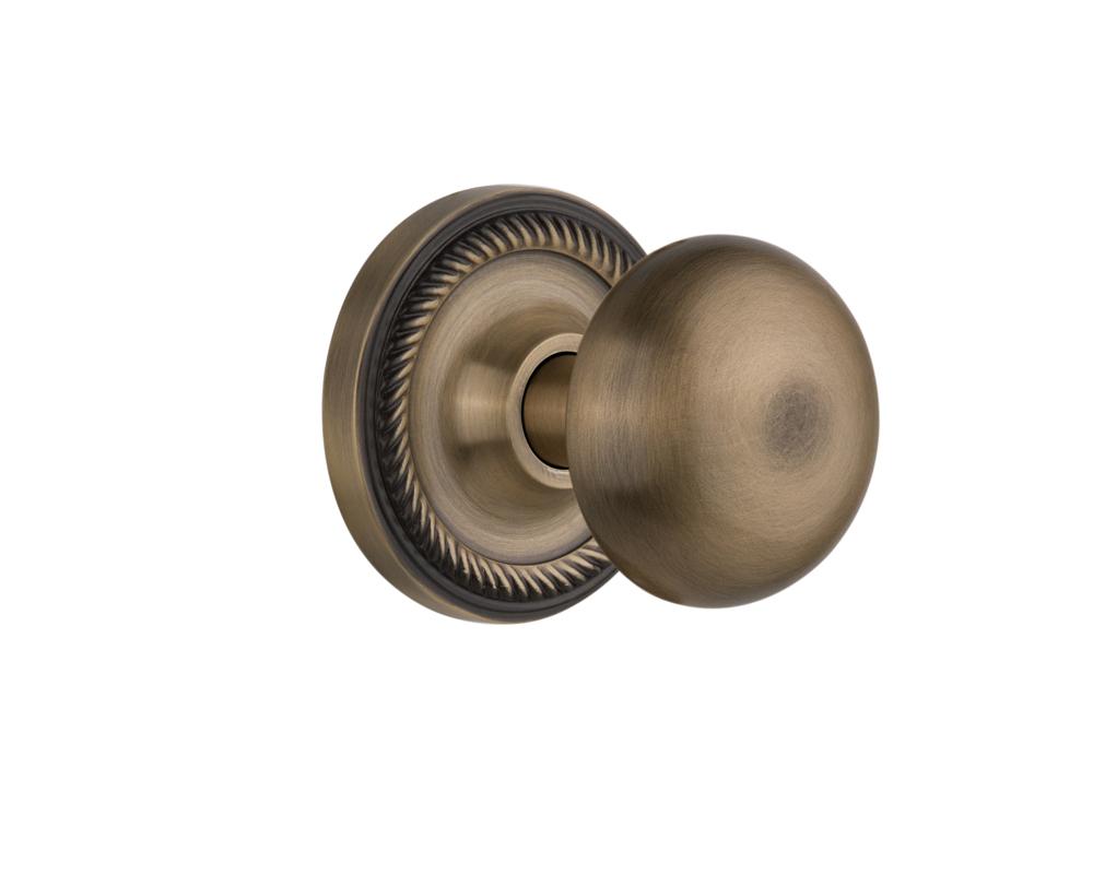 Nostalgic Warehouse Rope Rosette Passage New York Door Knob in Antique Brass