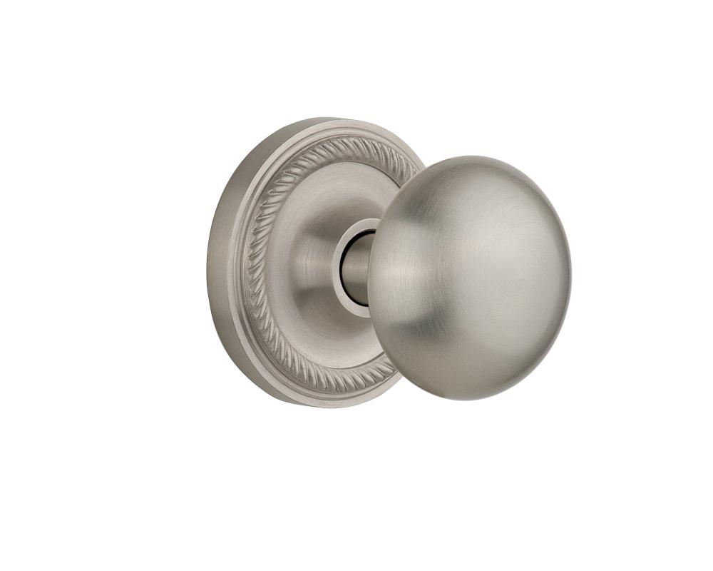 Nostalgic Warehouse Rope Rosette Passage New York Door Knob in Satin Nickel