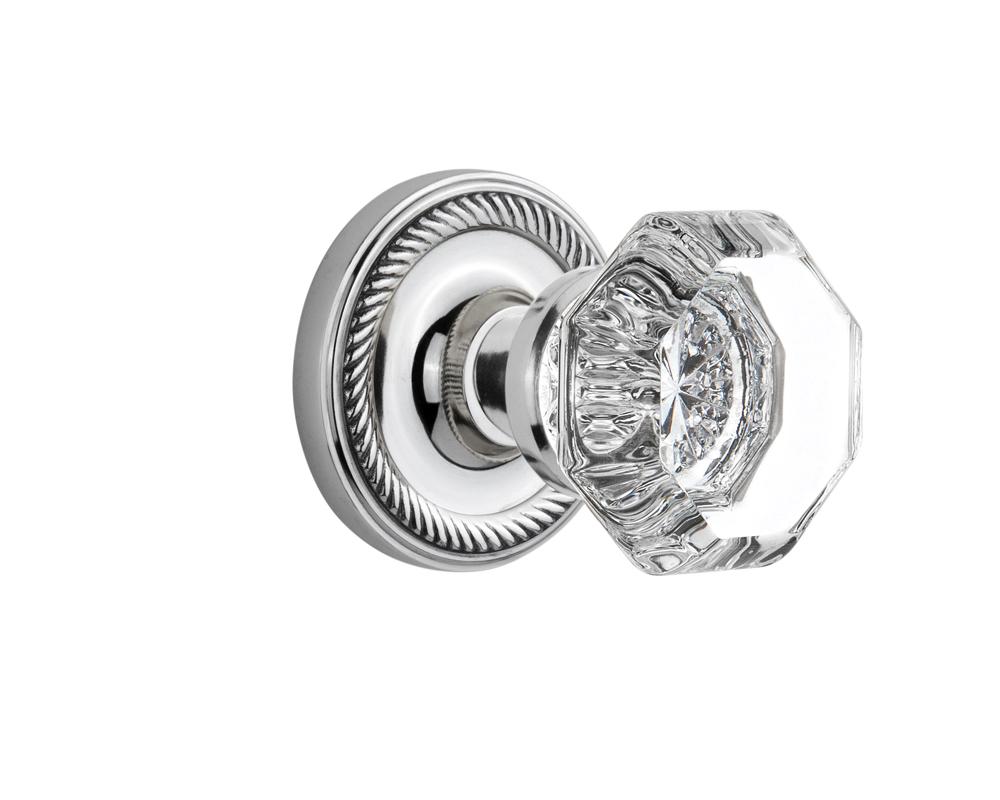 Nostalgic Warehouse Rope Rosette Passage Waldorf Door Knob in Bright Chrome