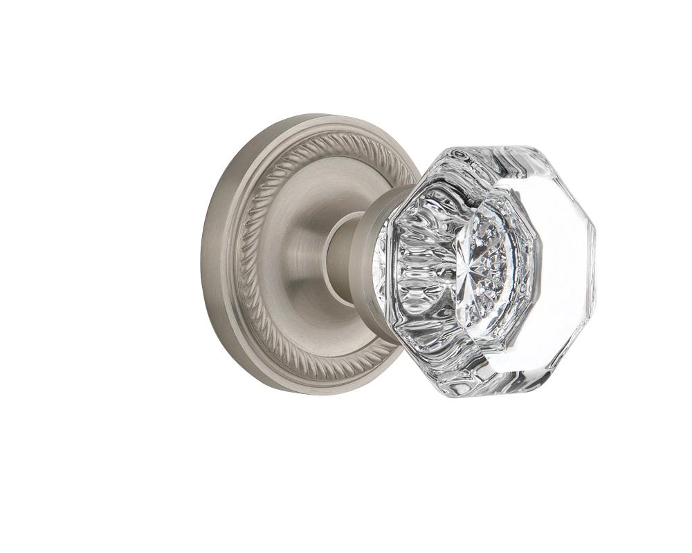 Nostalgic Warehouse Rope Rosette Passage Waldorf Door Knob in Satin Nickel