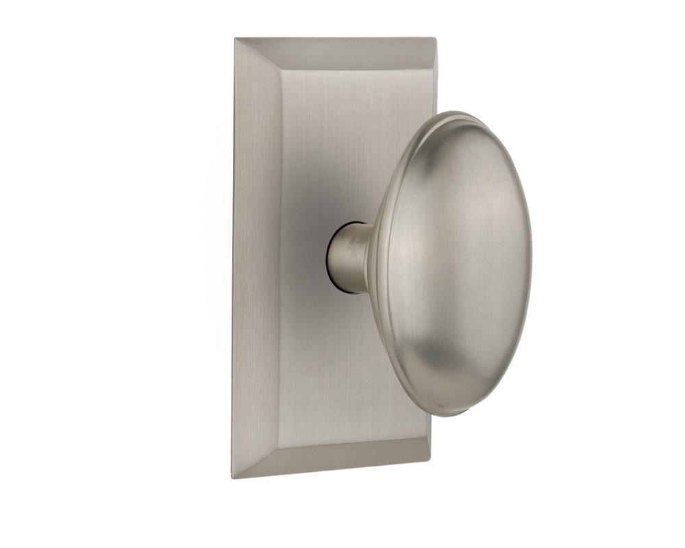 Nostalgic Warehouse Studio Plate Passage Homestead Door Knob in Satin Nickel