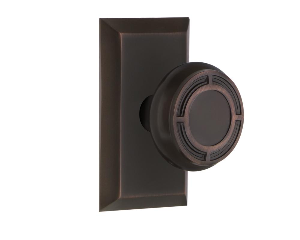 Nostalgic Warehouse Studio Plate Passage Mission Door Knob in Timeless Bronze