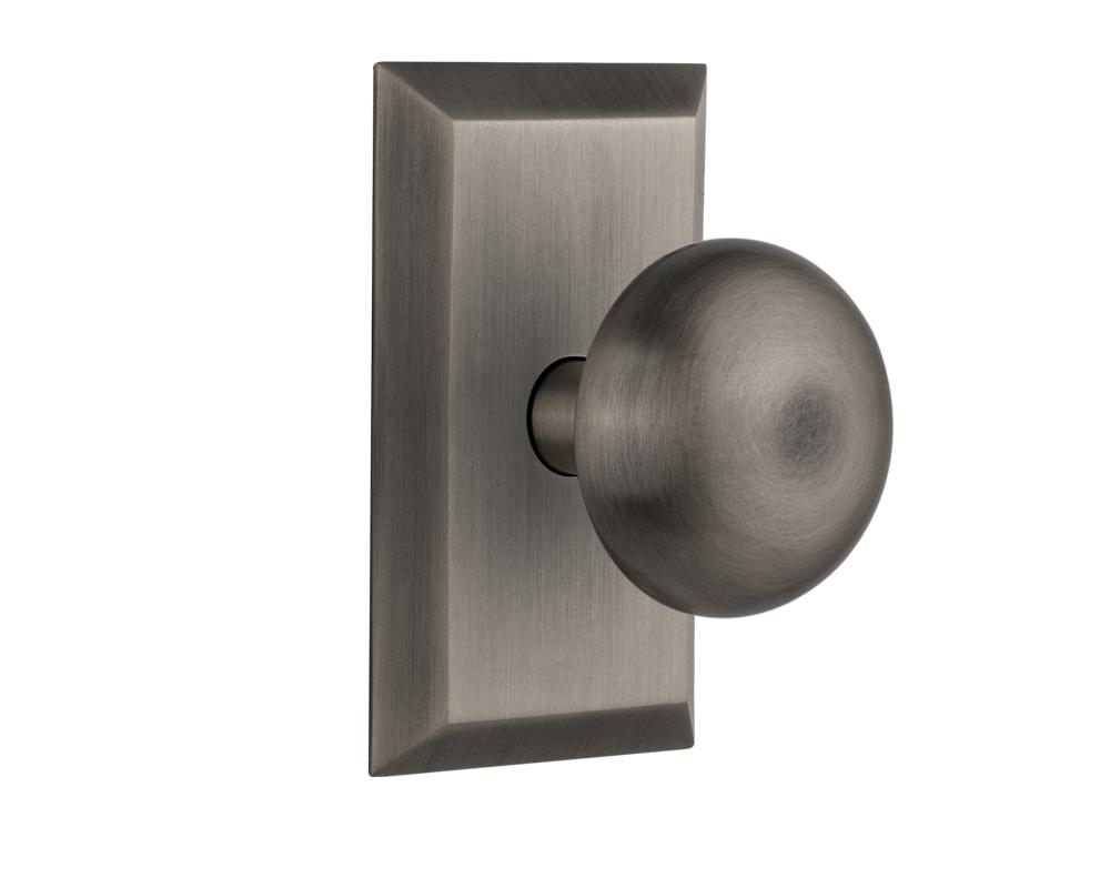 Nostalgic Warehouse Studio Plate Passage New York Door Knob in Antique Pewter