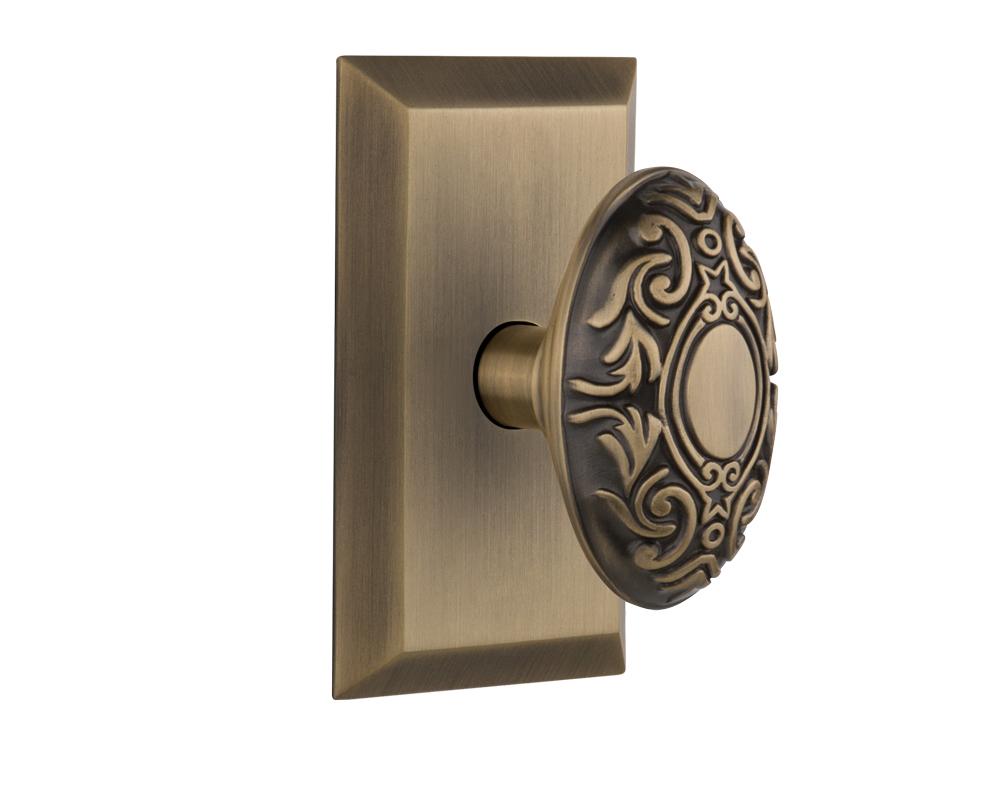 Nostalgic Warehouse Studio Plate Passage Victorian Door Knob in Antique Brass