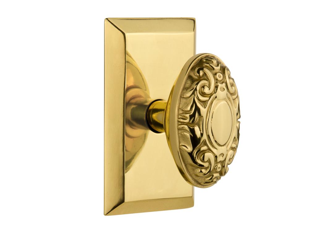 Nostalgic Warehouse Studio Plate Passage Victorian Door Knob in Polished Brass