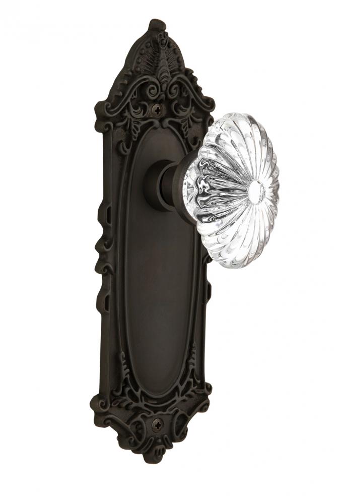 Nostalgic Warehouse Victorian Plate Passage Oval Fluted Crystal Glass Door Knob in Oil-Rubbed Bron