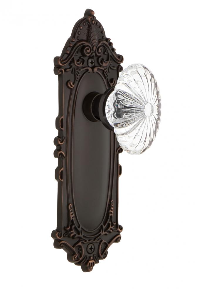 Nostalgic Warehouse Victorian Plate Passage Oval Fluted Crystal Glass Door Knob in Timeless Bronze