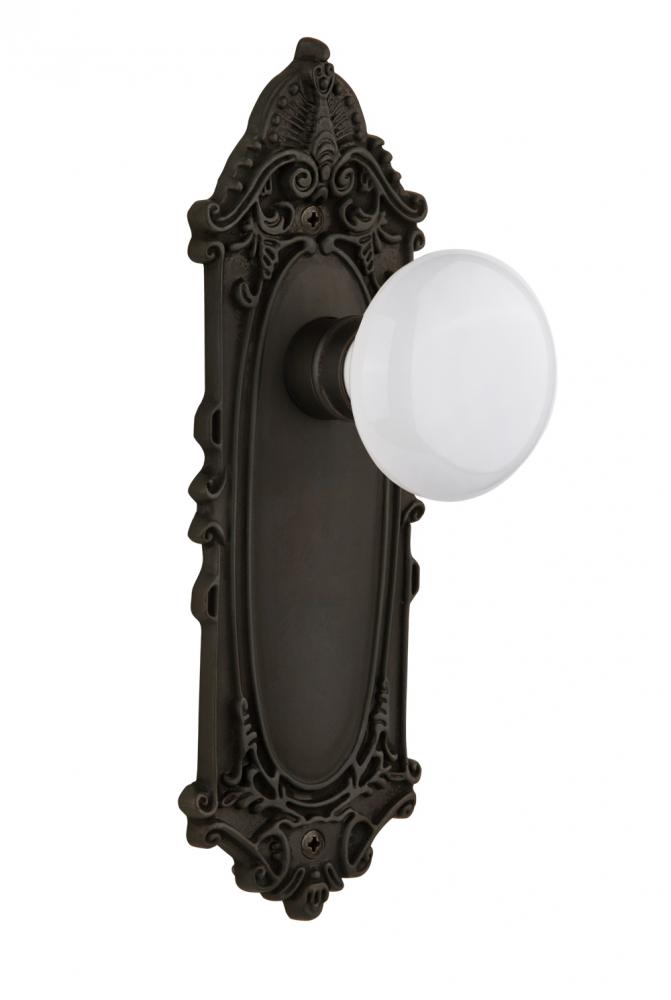 Nostalgic Warehouse Victorian Plate Passage White Porcelain Door Knob in Oil-Rubbed Bronze