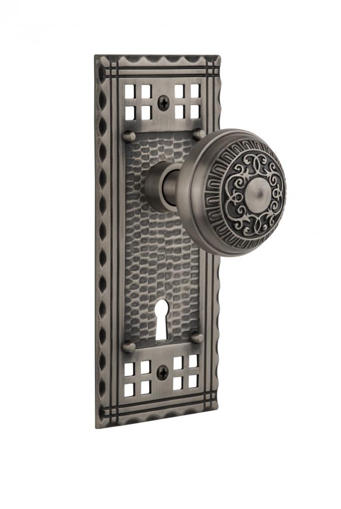 Nostalgic Warehouse Craftsman Plate with Keyhole Passage Egg & Dart Door Knob in Antique Pewte