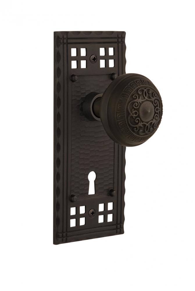 Nostalgic Warehouse Craftsman Plate with Keyhole Passage Egg & Dart Door Knob in Oil-Rubbed Br