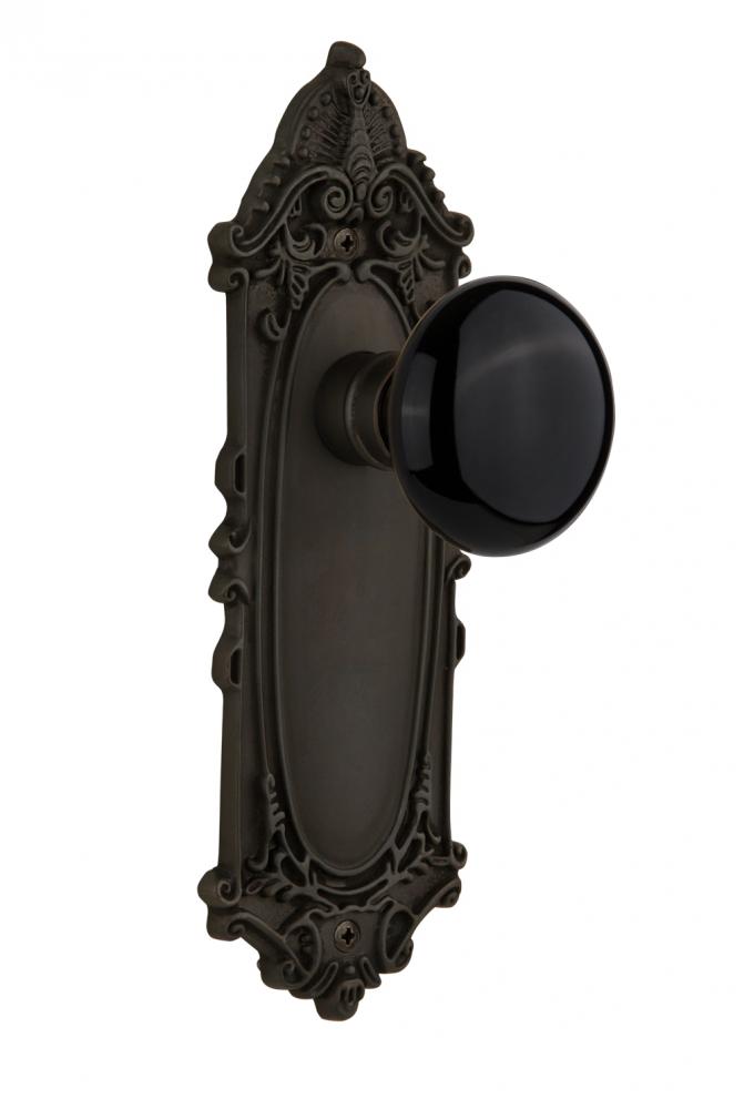 Nostalgic Warehouse Victorian Plate Single Dummy Black Porcelain Door Knob in Oil-Rubbed Bronze