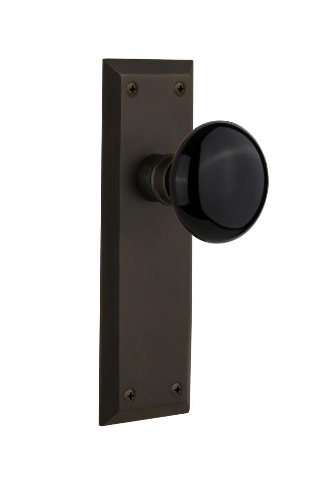 Nostalgic Warehouse New York Plate Double Dummy Black Porcelain Door Knob in Oil-Rubbed Bronze