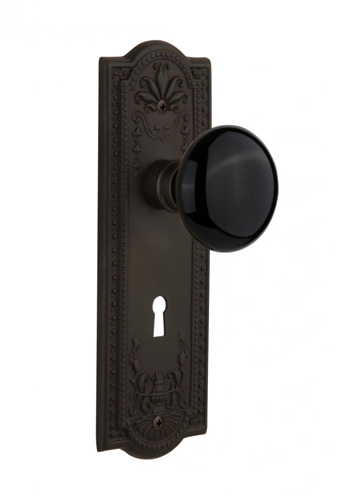 Nostalgic Warehouse Meadows Plate with Keyhole Double Dummy Black Porcelain Door Knob in Oil-Rubbe