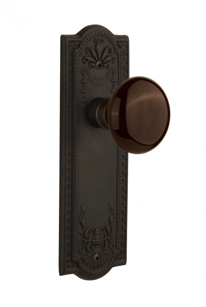 Nostalgic Warehouse Meadows Plate Single Dummy Brown Porcelain Door Knob in Oil-Rubbed Bronze