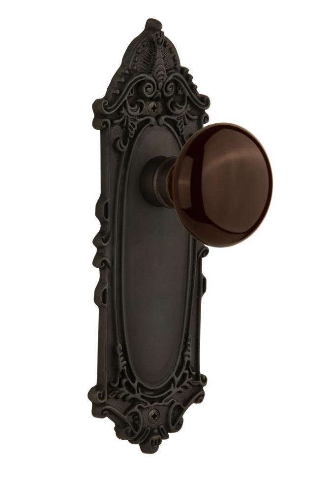 Nostalgic Warehouse Victorian Plate Single Dummy Brown Porcelain Door Knob in Oil-Rubbed Bronze
