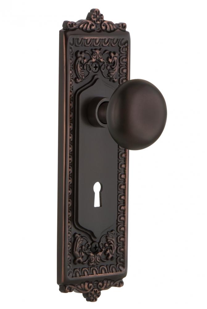 Nostalgic Warehouse Egg & Dart Plate with Keyhole Passage New York Door Knob in Timeless Bronz