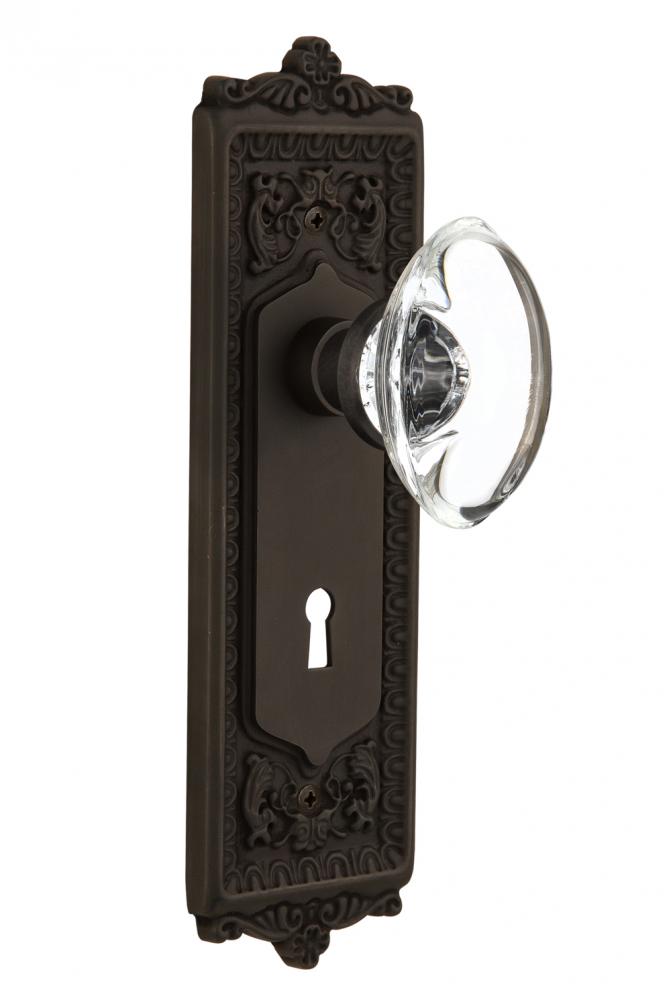Nostalgic Warehouse Egg & Dart Plate with Keyhole Passage Oval Clear Crystal Glass Door Knob i