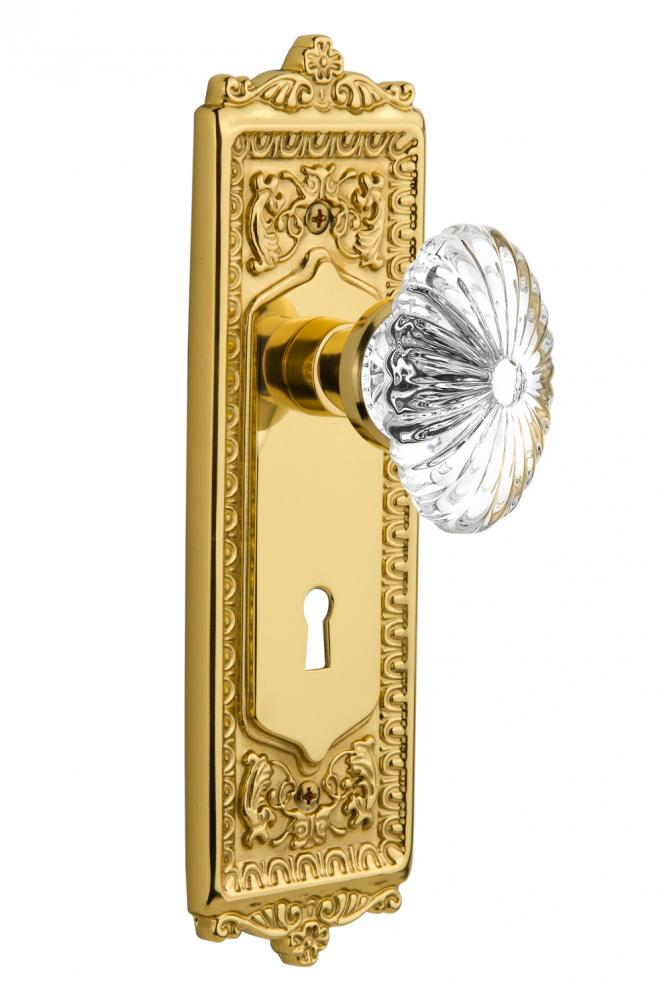 Nostalgic Warehouse Egg & Dart Plate with Keyhole Passage Oval Fluted Crystal Glass Door Knob