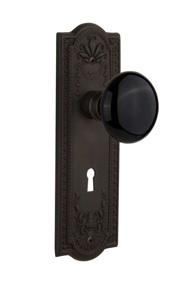 Nostalgic Warehouse Meadows Plate with Keyhole Passage Black Porcelain Door Knob in Oil-Rubbed Bro