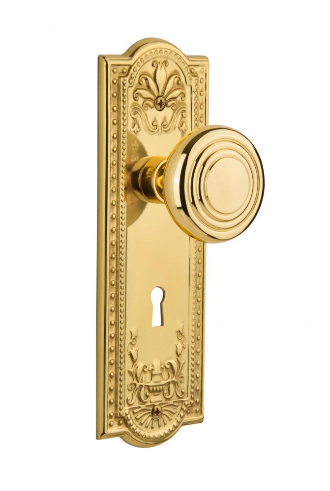 Nostalgic Warehouse Meadows Plate with Keyhole Passage Deco Door Knob in Unlacquered Brass