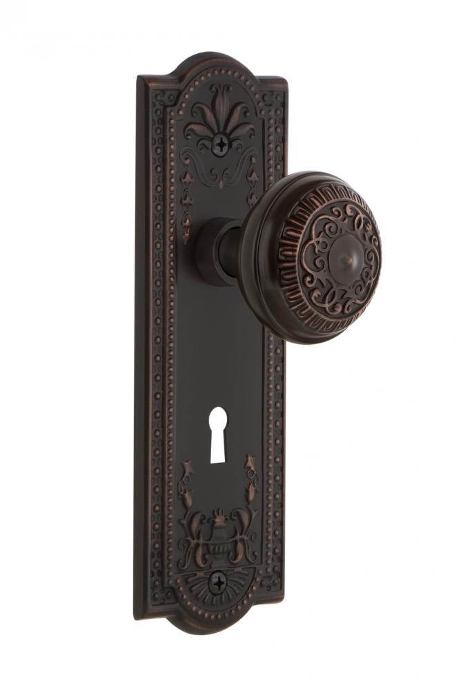 Nostalgic Warehouse Meadows Plate with Keyhole Passage Egg & Dart Door Knob in Timeless Bronze