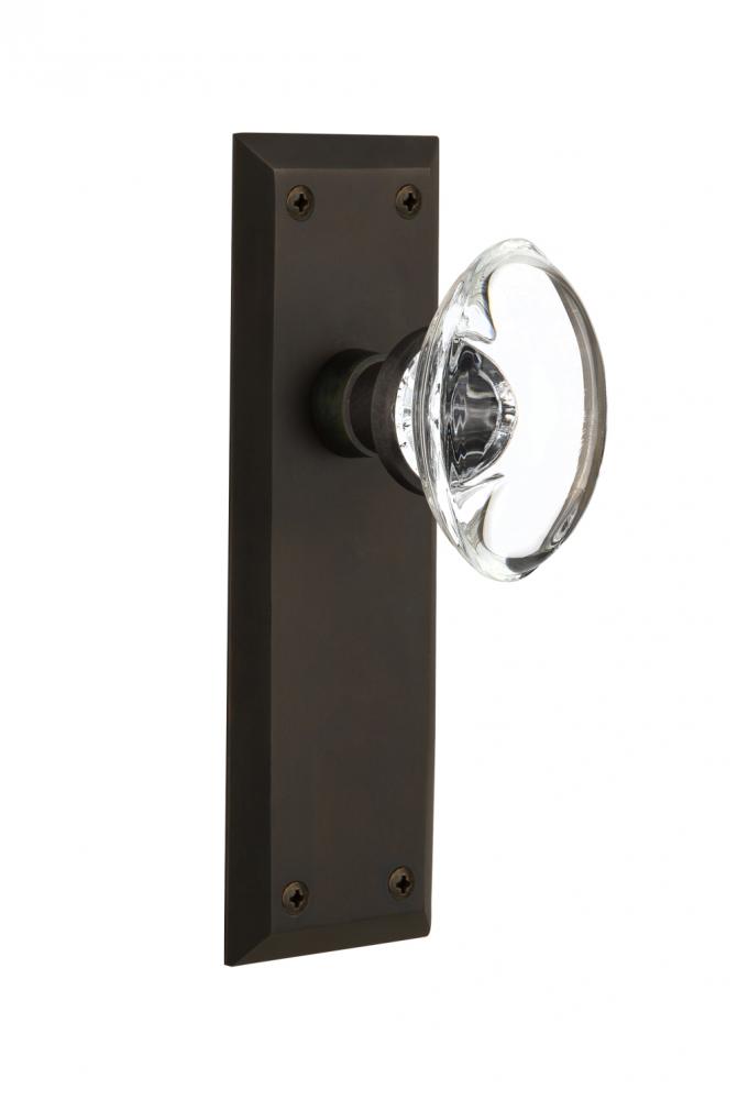 Nostalgic Warehouse New York Plate Passage Oval Clear Crystal Glass Door Knob in Oil-Rubbed Bronze