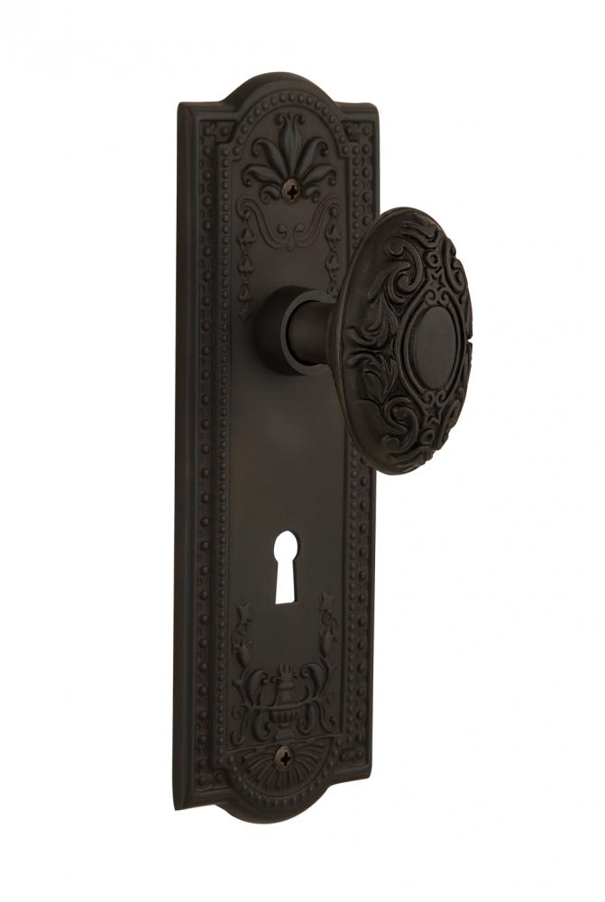 Nostalgic Warehouse Meadows Plate with Keyhole Passage Victorian Door Knob in Oil-Rubbed Bronze