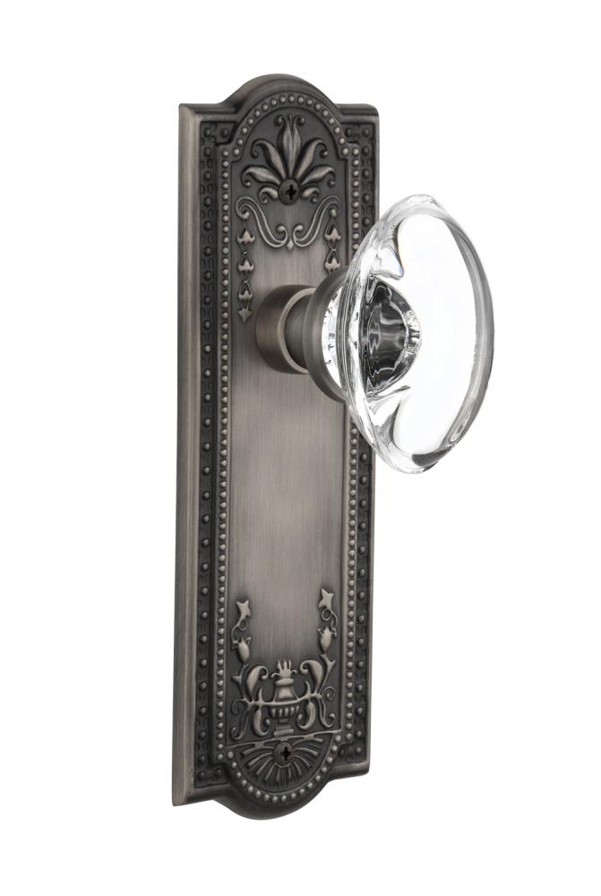 Nostalgic Warehouse Meadows Plate Single Dummy Oval Clear Crystal Glass Door Knob in Antique Pewte
