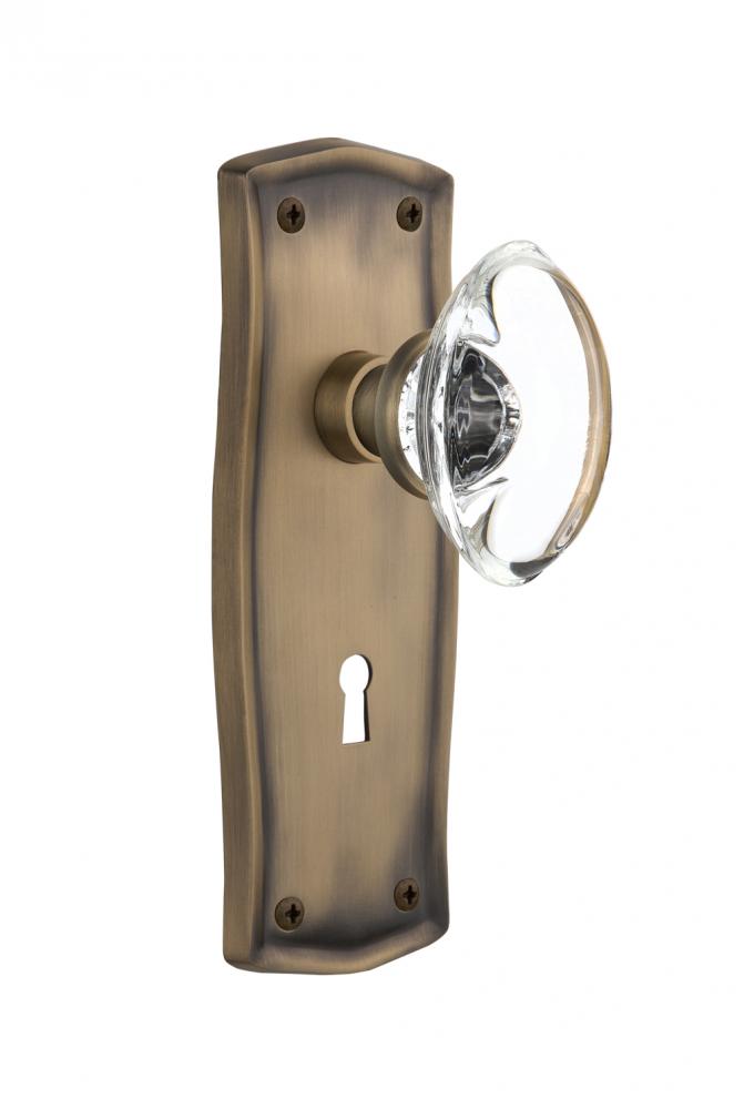 Nostalgic Warehouse Prairie Plate with Keyhole Single Dummy Oval Clear Crystal Glass Door Knob in