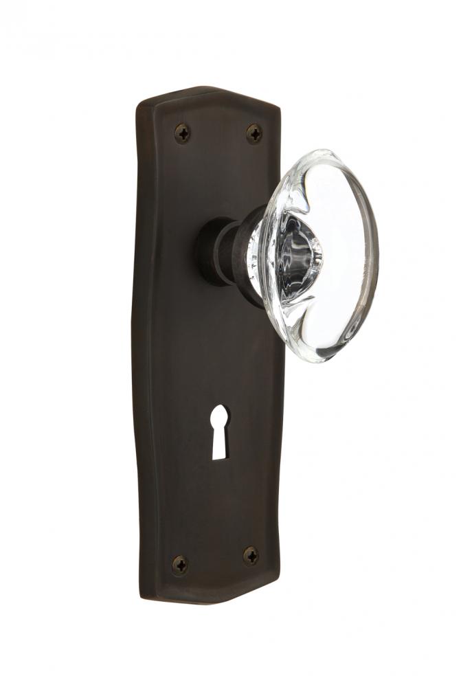 Nostalgic Warehouse Prairie Plate with Keyhole Single Dummy Oval Clear Crystal Glass Door Knob in