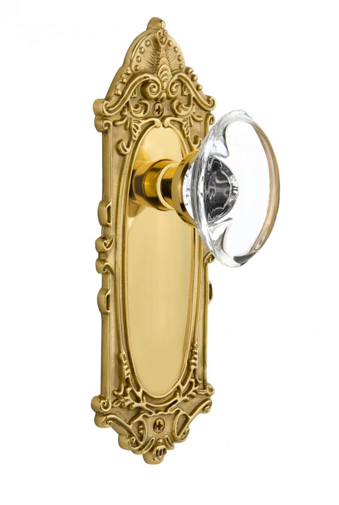 Nostalgic Warehouse Victorian Plate Double Dummy Oval Clear Crystal Glass Door Knob in Polished Br
