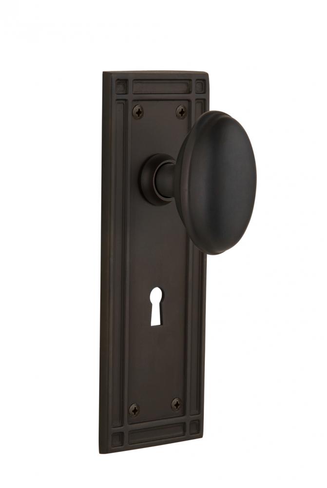 Nostalgic Warehouse Mission Plate with Keyhole Passage Homestead Door Knob in Oil-Rubbed Bronze