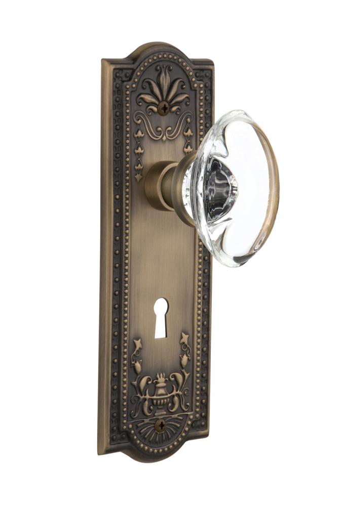 Nostalgic Warehouse Meadows Plate Interior Mortise Oval Clear Crystal Glass Door Knob in Antique B
