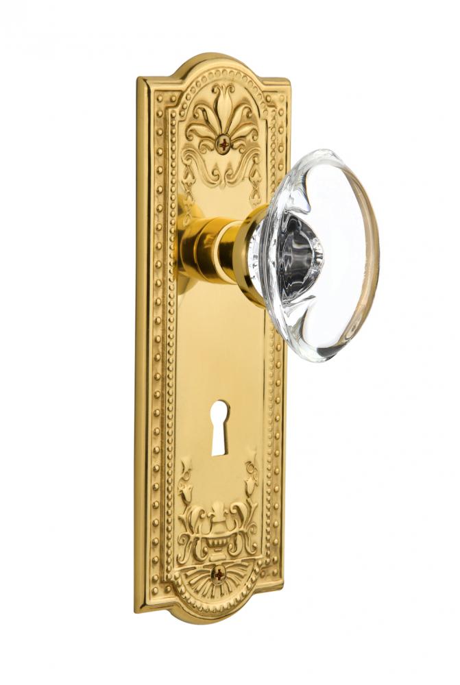 Nostalgic Warehouse Meadows Plate Interior Mortise Oval Clear Crystal Glass Door Knob in Polished