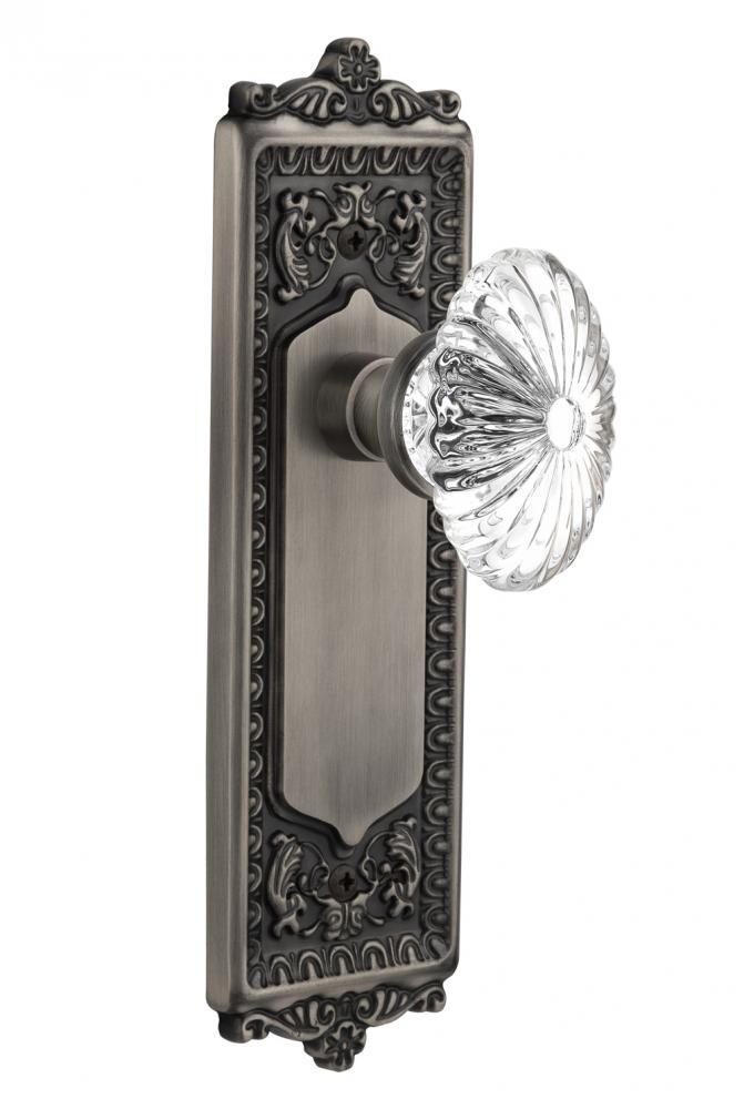 Nostalgic Warehouse Egg & Dart Plate Passage Oval Fluted Crystal Glass Door Knob in Antique Pe