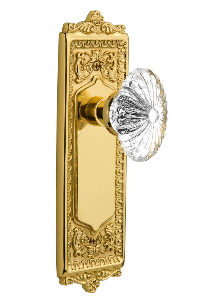 Nostalgic Warehouse Egg & Dart Plate Passage Oval Fluted Crystal Glass Door Knob in Polished B