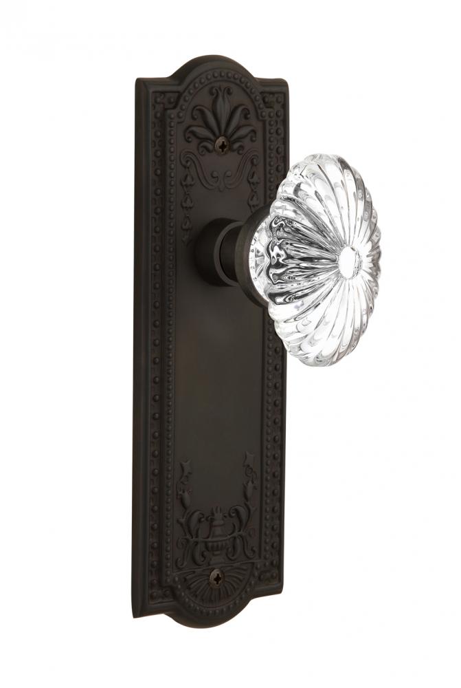 Nostalgic Warehouse Meadows Plate Passage Oval Fluted Crystal Glass Door Knob in Oil-Rubbed Bronze