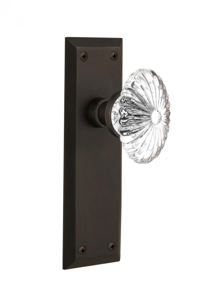 Nostalgic Warehouse New York Plate Passage Oval Fluted Crystal Glass Door Knob in Oil-Rubbed Bronz