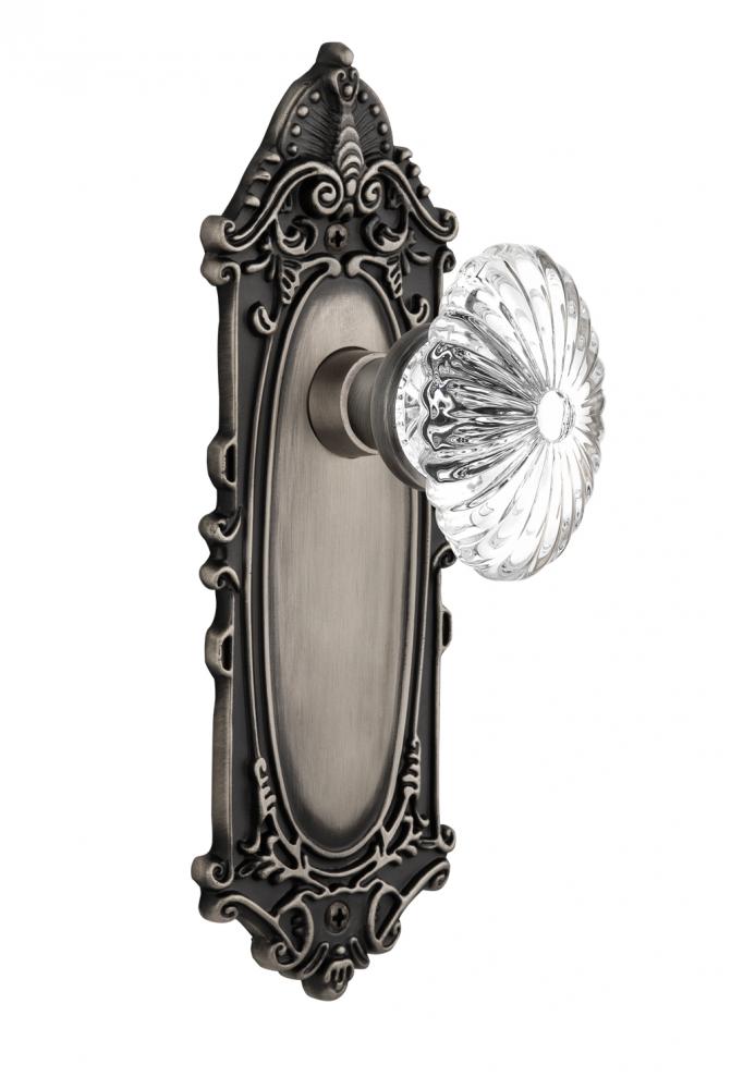 Nostalgic Warehouse Victorian Plate Passage Oval Fluted Crystal Glass Door Knob in Antique Pewter