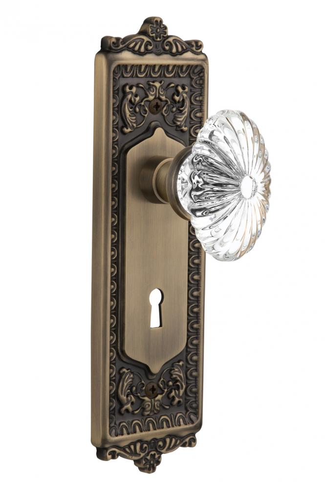 Nostalgic Warehouse Egg & Dart Plate with Keyhole Passage Oval Fluted Crystal Glass Door Knob