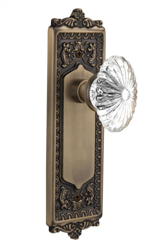 Nostalgic Warehouse Egg & Dart Plate Single Dummy Oval Fluted Crystal Glass Door Knob in Antiq