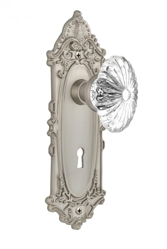 Nostalgic Warehouse Victorian Plate with Keyhole Single Dummy Oval Fluted Crystal Glass Door Knob