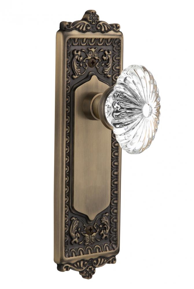 Nostalgic Warehouse Egg & Dart Plate Double Dummy Oval Fluted Crystal Glass Door Knob in Antiq