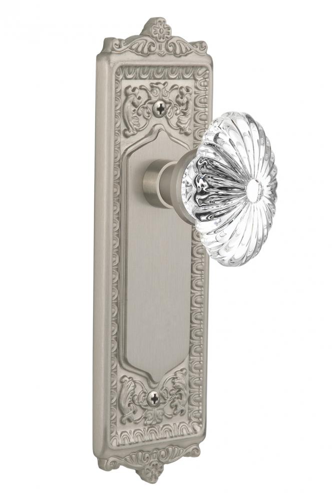 Nostalgic Warehouse Egg & Dart Plate Double Dummy Oval Fluted Crystal Glass Door Knob in Satin