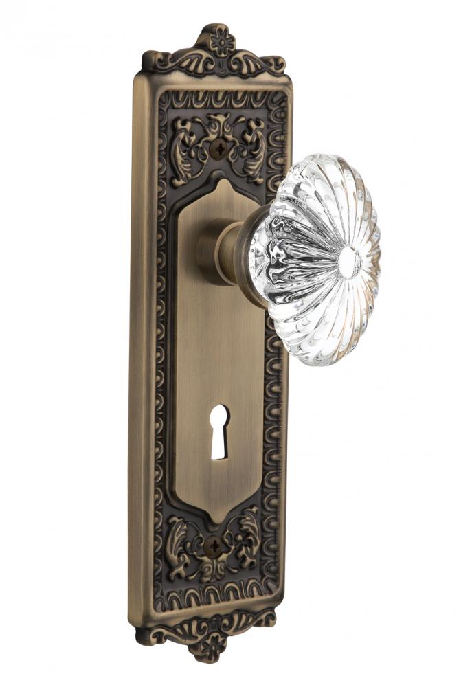 Nostalgic Warehouse Egg & Dart Plate with Keyhole Double Dummy Oval Fluted Crystal Glass Door