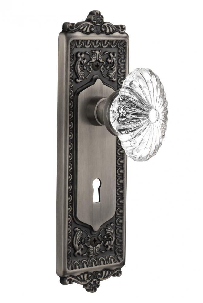 Nostalgic Warehouse Egg & Dart Plate with Keyhole Double Dummy Oval Fluted Crystal Glass Door