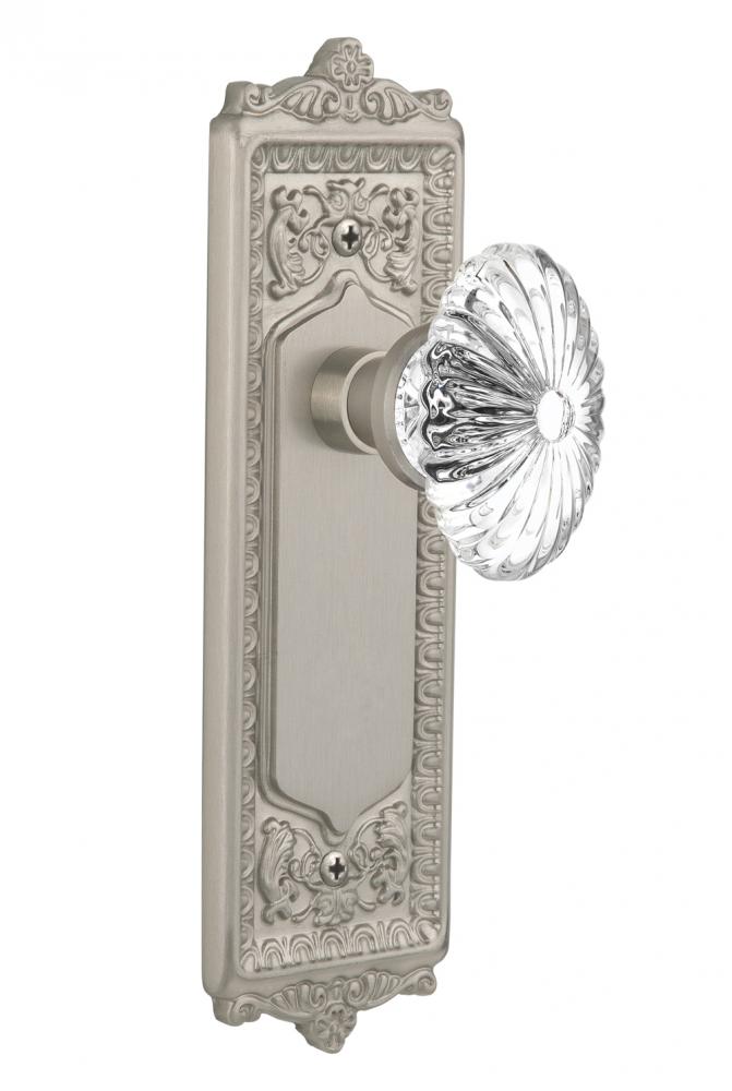 Nostalgic Warehouse Egg & Dart Plate Privacy Oval Fluted Crystal Glass Door Knob in Satin Nick