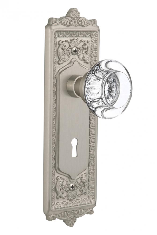 Nostalgic Warehouse Egg & Dart Plate with Keyhole Passage Round Clear Crystal Glass Door Knob