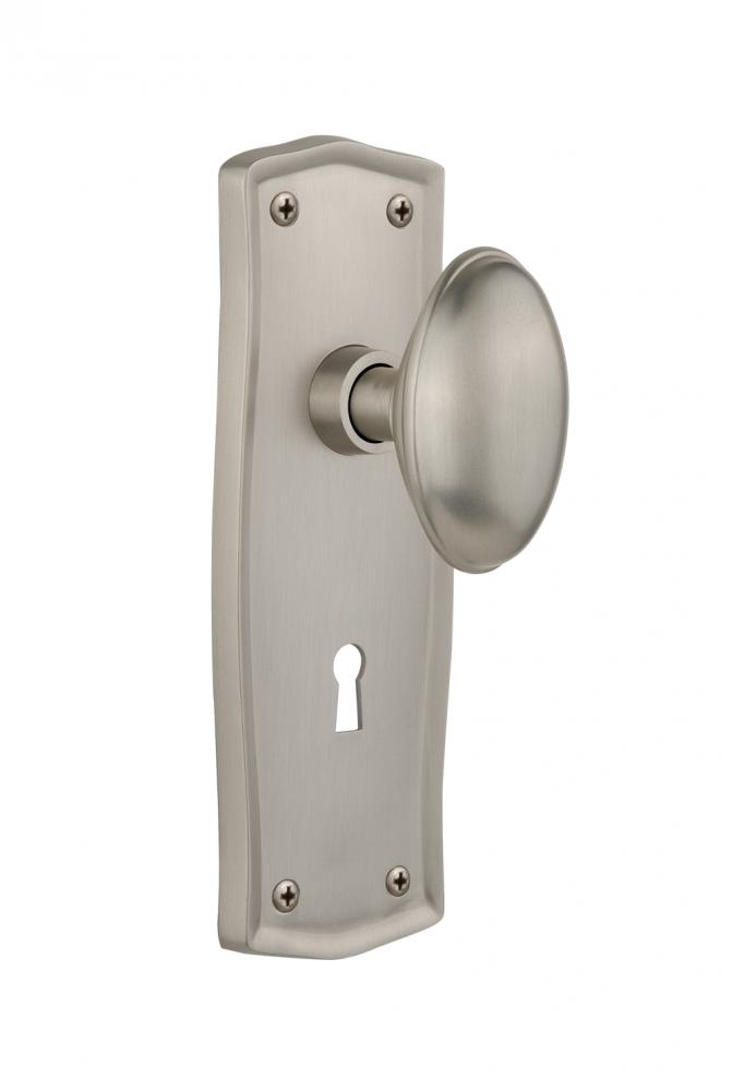 Nostalgic Warehouse Prairie Plate with Keyhole Passage Homestead Door Knob in Satin Nickel