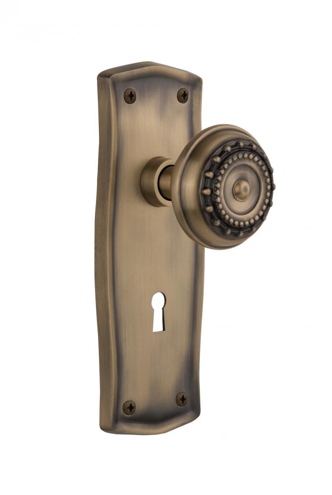 Nostalgic Warehouse Prairie Plate with Keyhole Passage Meadows Door Knob in Antique Brass